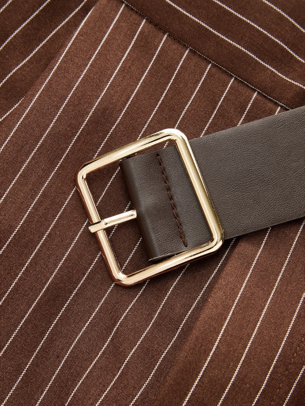 Commense Brown Pinstripe Wide-Leg Jumpsuit - Picture 11 of 14